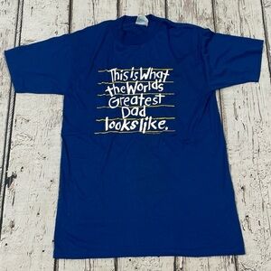 Vintage 1980s World's Greatest Dad Looks Like 80s Graphic Tee Tshirt
